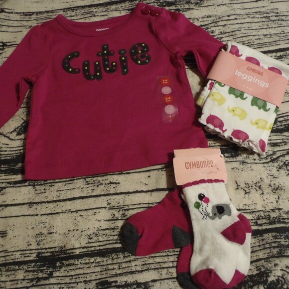 Gymboree Merry & Bright 3-6 Month Leggings Shirt Outfit NWT 0-6 Socks